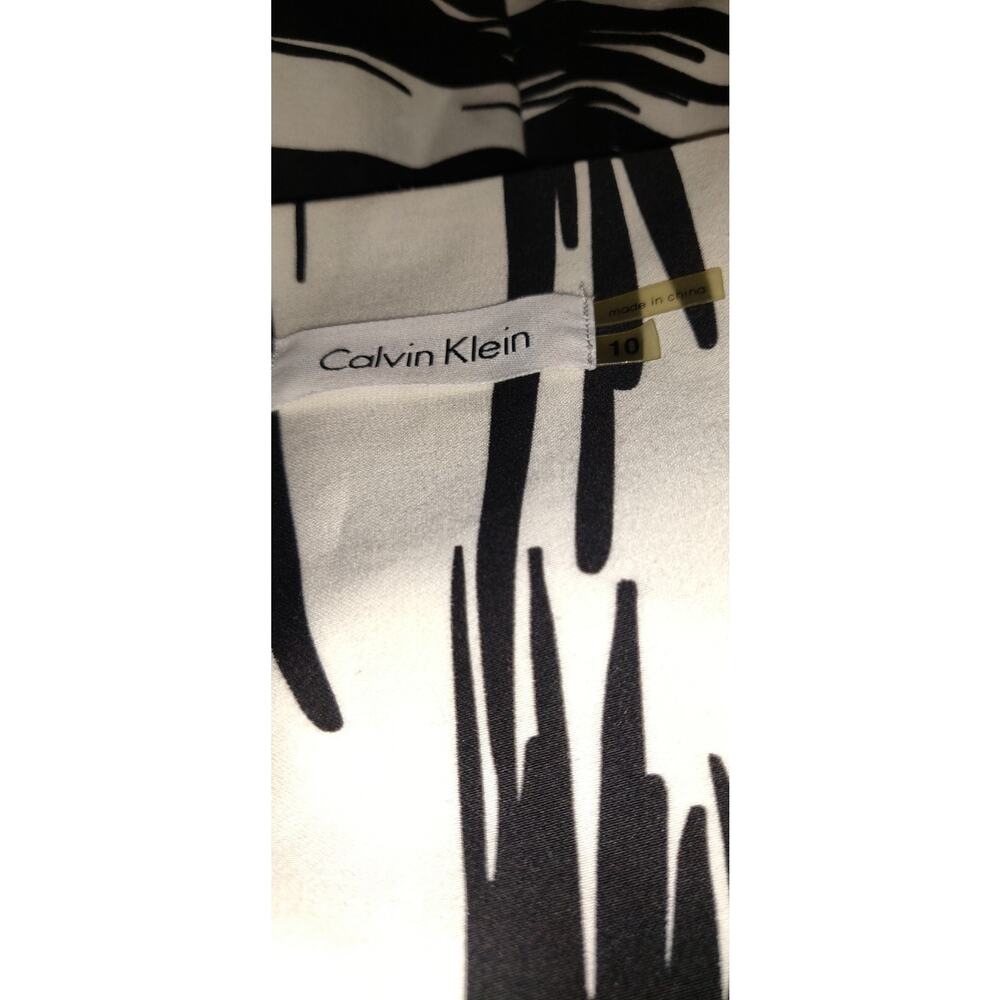Black & White Dress CALVIN KLEIN Women Size 10 SLEEVELESS Zebra Quiet Luxury - Picture 8 of 16